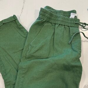 J. Crew Forest Green Linen Trousers